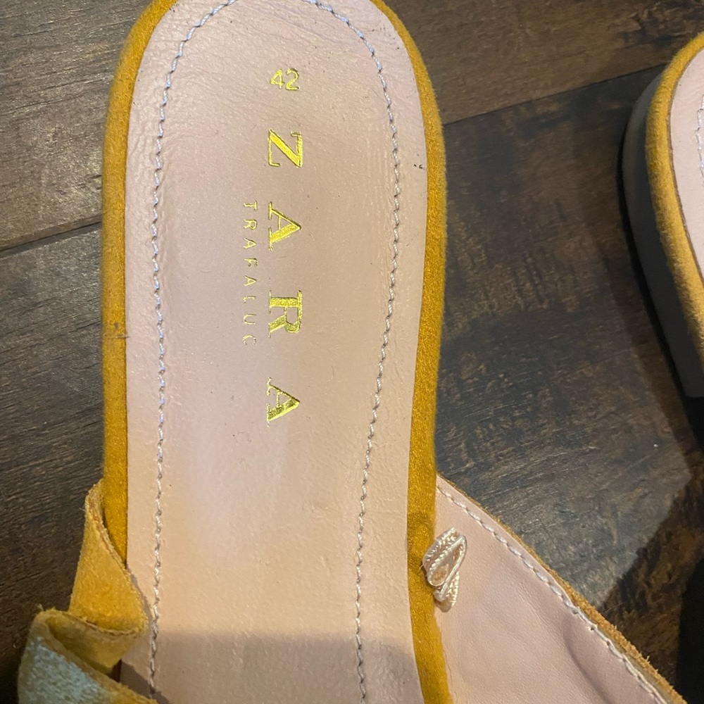 Zara Yellow Suede Mules - Picture 2 of 2